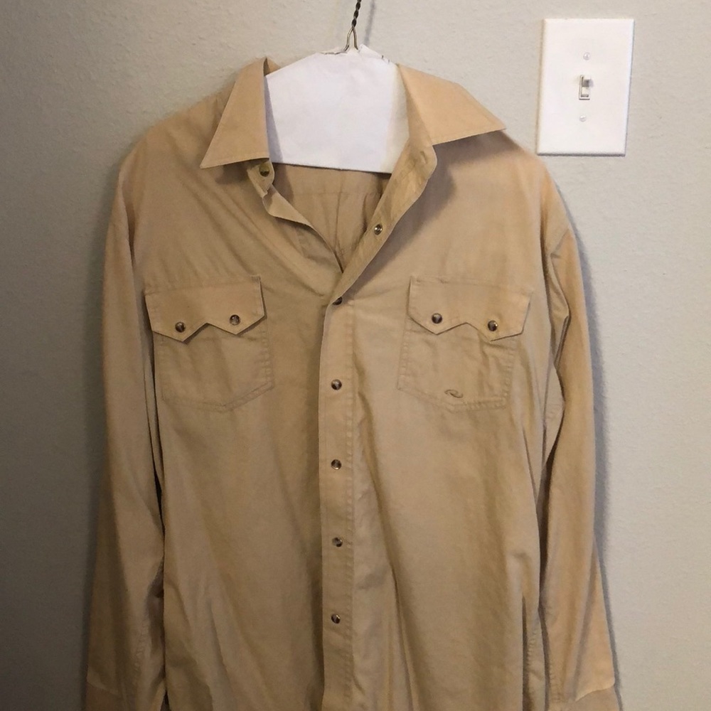 Roper Large Tan Pearl Snap Dress Shirt